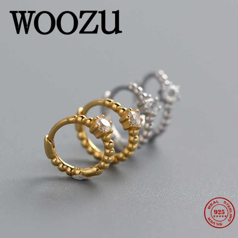 Hoop & Huggie WOOZU Real 925 Sterling Silver Minimalist Round Zircon Beads Ear Buckle For Fashion Women Rock Men Party Earrings Jewelry
Hoop & Huggie WOOZU Real 925 Sterling Silver Minimalist Round Zircon Beads Ear Buckle For Fashion Women Rock Men Party Earrings Jewelry