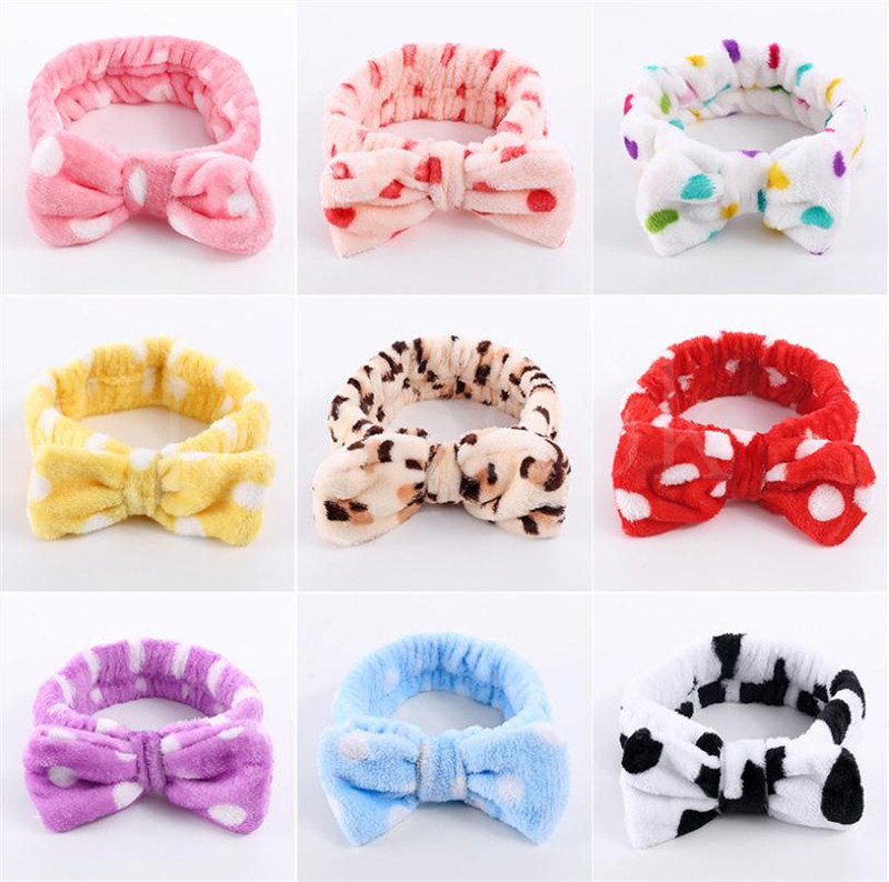 18 style Coral Fleece Soft Bow Headbands For Women Girls Washing Face Sweet Turban Makeup Hair Bands Headwear Hair Accessories DA988