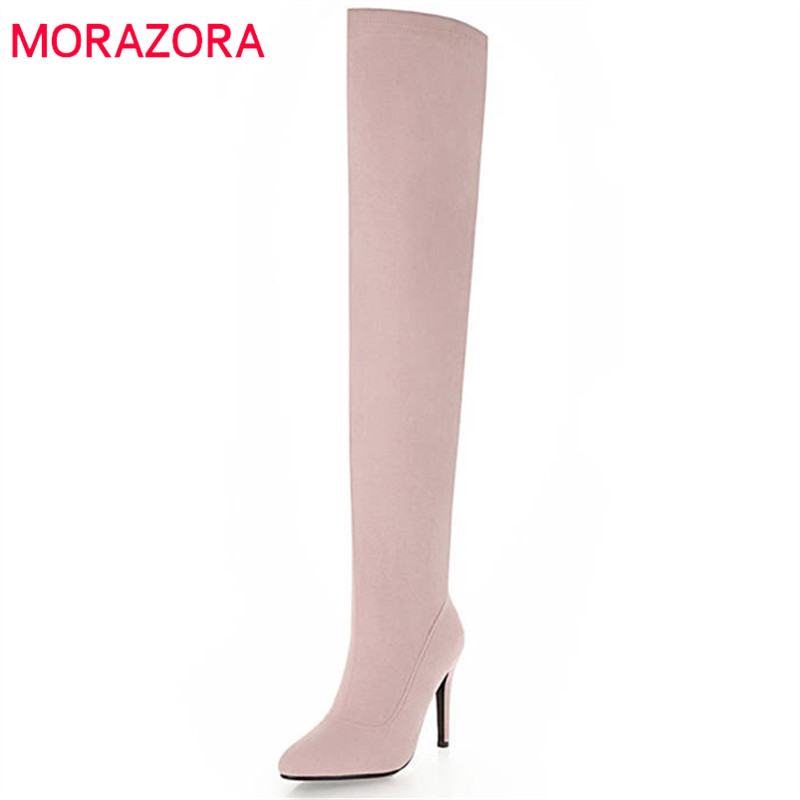 MORAZORA 2020 hot sale thigh high boots zipper simple autumn winter boots women pointed toe flock long high heels shoes, Black
MORAZORA 2020 hot sale thigh high boots zipper simple autumn winter boots women pointed toe flock long high heels shoes, Black