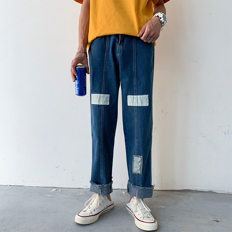 Autumn New Men' Wide-leg Pants Loose Straight Jeans Hong Kong Style Korean Patch Hip-hop Casual Men' Pants Trend, Blue
Autumn New Men' Wide-leg Pants Loose Straight Jeans Hong Kong Style Korean Patch Hip-hop Casual Men' Pants Trend, Blue