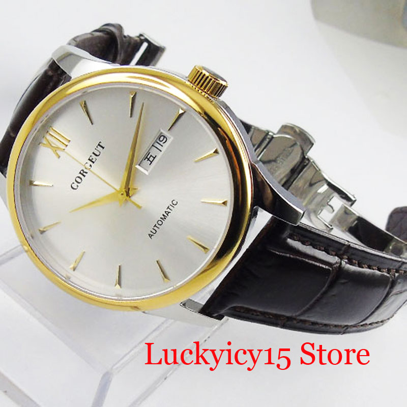 CORGEUT Sapphire Glass Week Date Indicator 40mm Polished Case Automatic Men Wristwatch Deployment Clasp, White
CORGEUT Sapphire Glass Week Date Indicator 40mm Polished Case Automatic Men Wristwatch Deployment Clasp, White