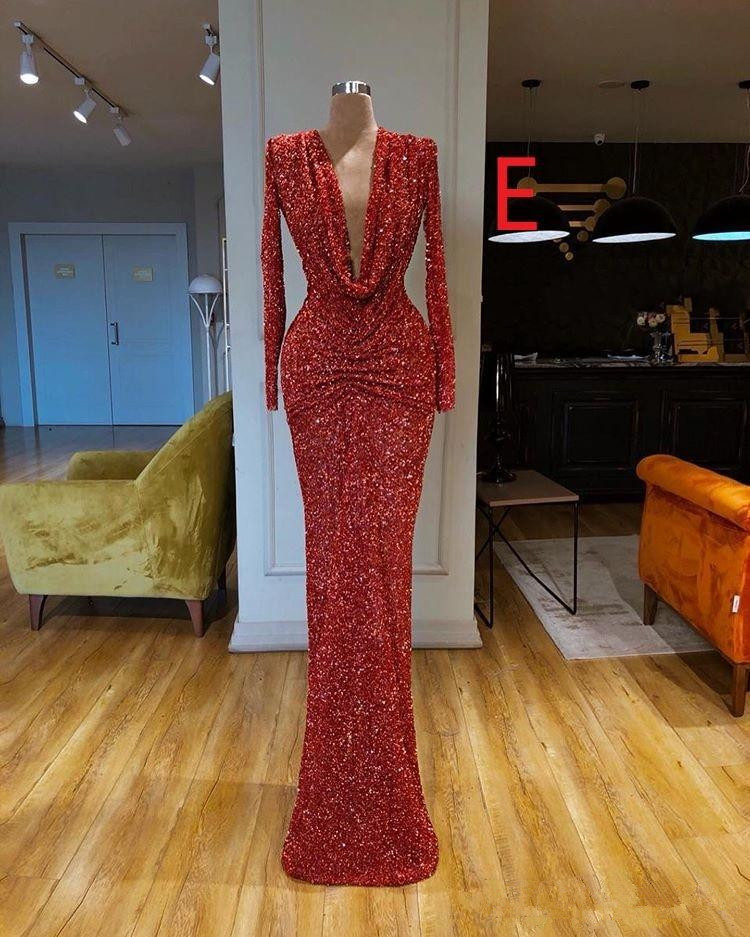 Glitter Red Mermaid Evening Dresses 2021 Sexy Sequined Prom Dress Formal Evening Gowns robe de soiree Abendkleider