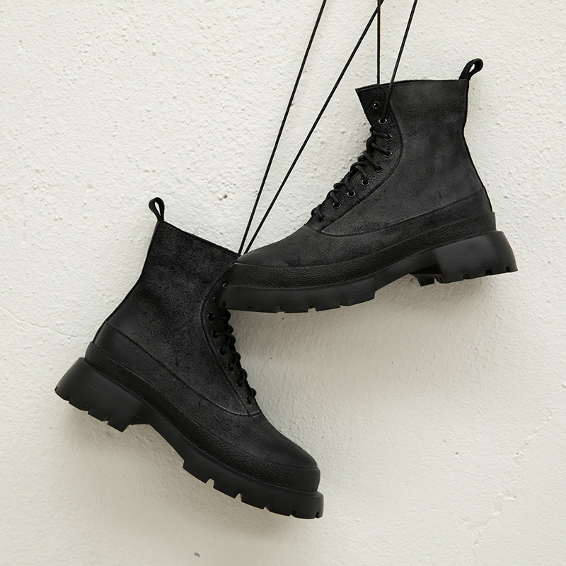MORDOAN Genuine Cow Leather boots thick-soled short boots British style lace-up round toe mid-heel flat ankle, Black
MORDOAN Genuine Cow Leather boots thick-soled short boots British style lace-up round toe mid-heel flat ankle, Black