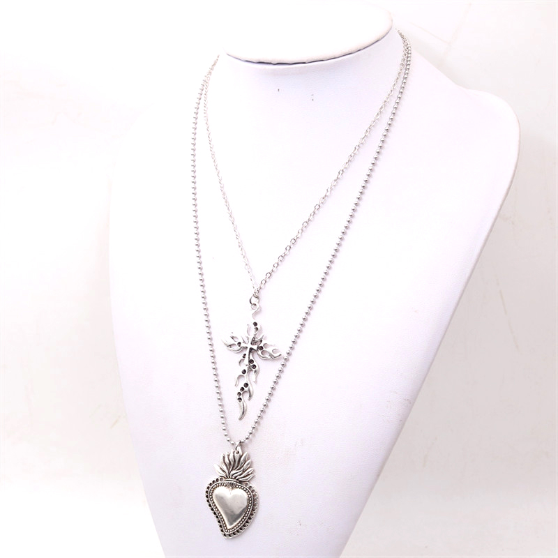 1pcs Silver Plated Sacred Heart & Cross Charm Double Chain Metal Necklace DIY Charm Jewelry Handicraft Findings A1381
1pcs Silver Plated Sacred Heart & Cross Charm Double Chain Metal Necklace DIY Charm Jewelry Handicraft Findings A1381