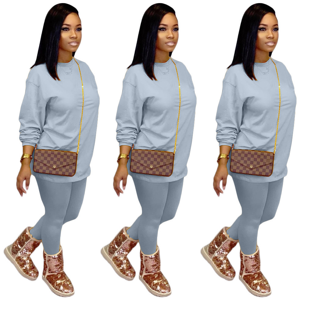 Women tracksuits Two Pieces Set Casual Long Sleeve Leggings Outfits Candy Color Ladies Fashion Loose T Shirt Jogging Clothing Selling