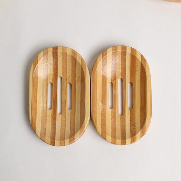 free shipping Natural Bamboo Soap Dishes Tray Holder Bathroom Soap Rack Plate Box Container
