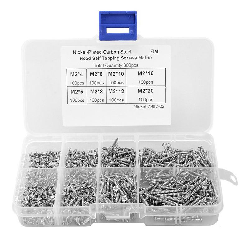 800Pcs Stainless Steel Self Tapping Screw Assortment Kit Lock Nut Wood Thread Nail Screw Sets M2
800Pcs Stainless Steel Self Tapping Screw Assortment Kit Lock Nut Wood Thread Nail Screw Sets M2