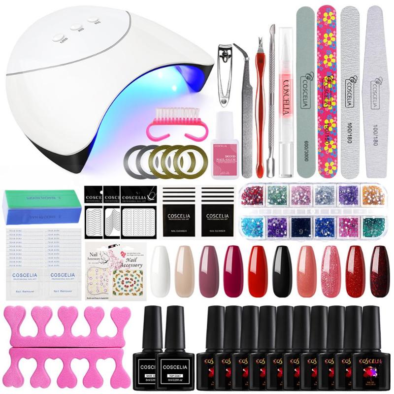COSCELIA Ship From US Manicure Set Nail Kit Dryer UV LED Lamp Nail Gel Polish Kit Top Base Coat For Manicure Art Tool
COSCELIA Ship From US Manicure Set Nail Kit Dryer UV LED Lamp Nail Gel Polish Kit Top Base Coat For Manicure Art Tool