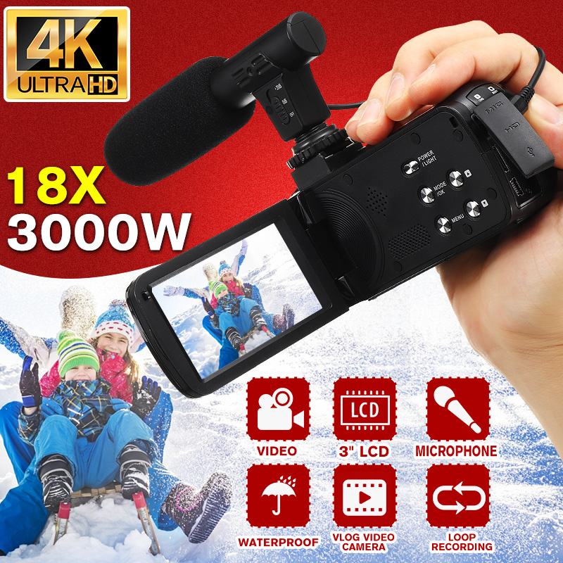 Hot Sales 4K CMOS 3000W Pixel 18X Digital Zoom Video Camera Camcorder IR Night Vision Camera Recorder Touch Screen With Mic RC
Hot Sales 4K CMOS 3000W Pixel 18X Digital Zoom Video Camera Camcorder IR Night Vision Camera Recorder Touch Screen With Mic RC