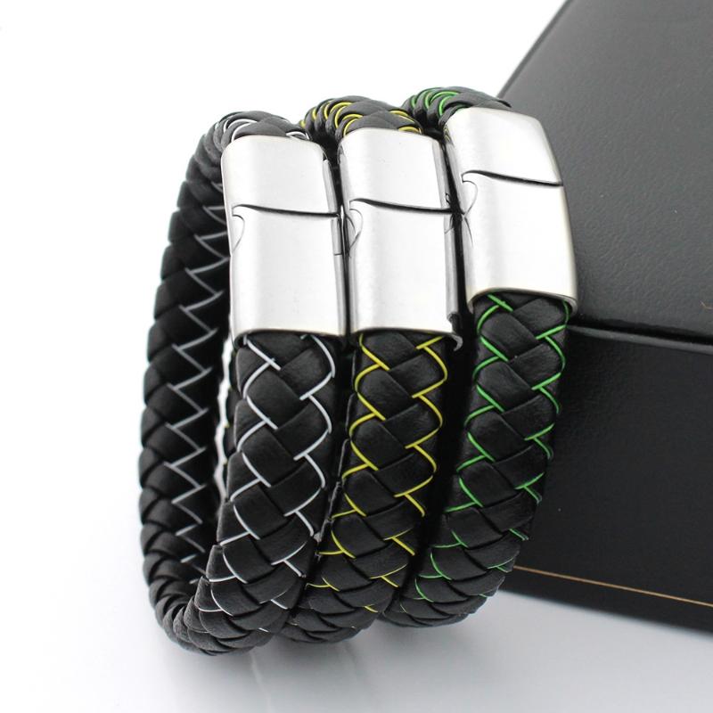 12MM Braided Genuine Leather Simple Bracelet For Men Stainless steel Bead Bracelets with Magnet Clasp
12MM Braided Genuine Leather Simple Bracelet For Men Stainless steel Bead Bracelets with Magnet Clasp