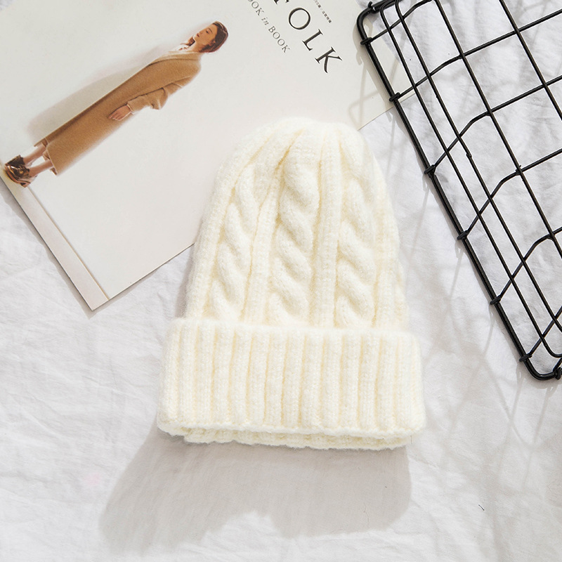 New Arrival Stylish Autumn Winter Warm Women Braided Crochet Wool Knitted Beanie Beret Ski Ball Cap Baggy Solid Hat Skullies