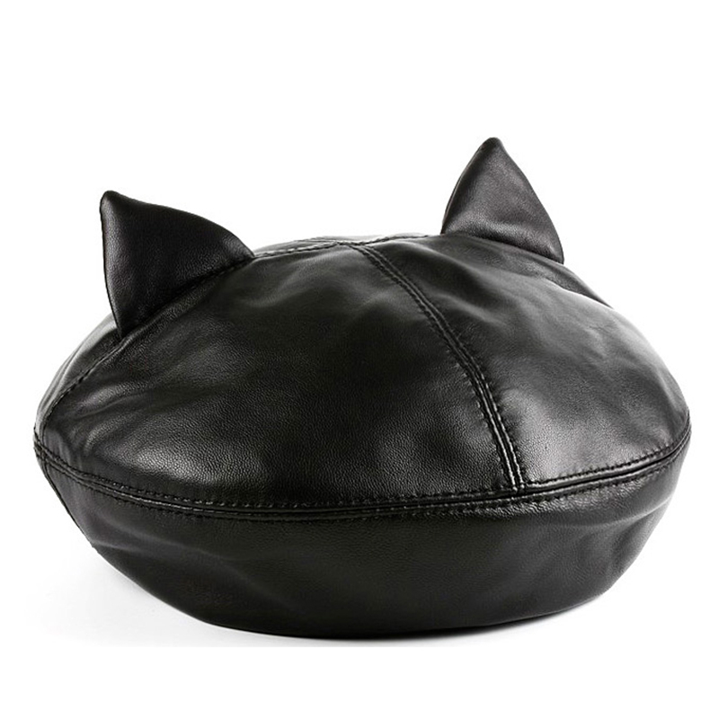 Autumn Winter Berets Cat Ears Painter Cap Beret Fashion Real Leather Hats For Women French Hat Solid Color Pumpkin Caps, Black
Autumn Winter Berets Cat Ears Painter Cap Beret Fashion Real Leather Hats For Women French Hat Solid Color Pumpkin Caps, Black