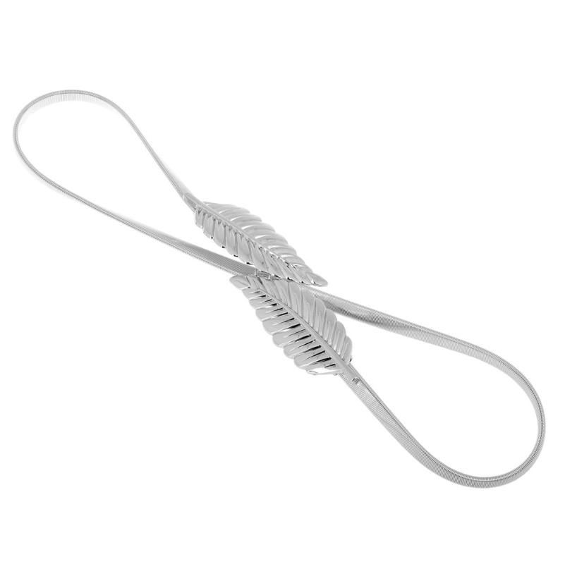 78cm 70cm Vintage Women Waistband Leaves Design Metal Waist Belt Skinny Elastic Cinturon Ceinture Femme Gold Silver Cummerbund