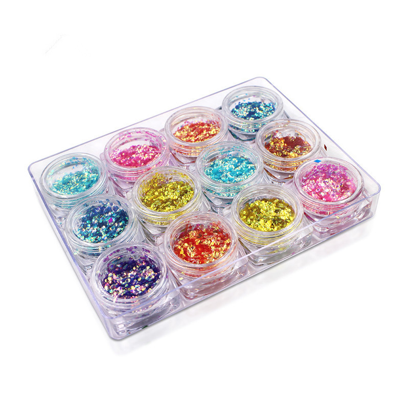 Nail Glitter Nail Art Rhinestone Decorations 12 Color Set Professional Fish Scales Nail Art Stickers Kit DIY Tools Diamante De Imitacion Strass-maniku