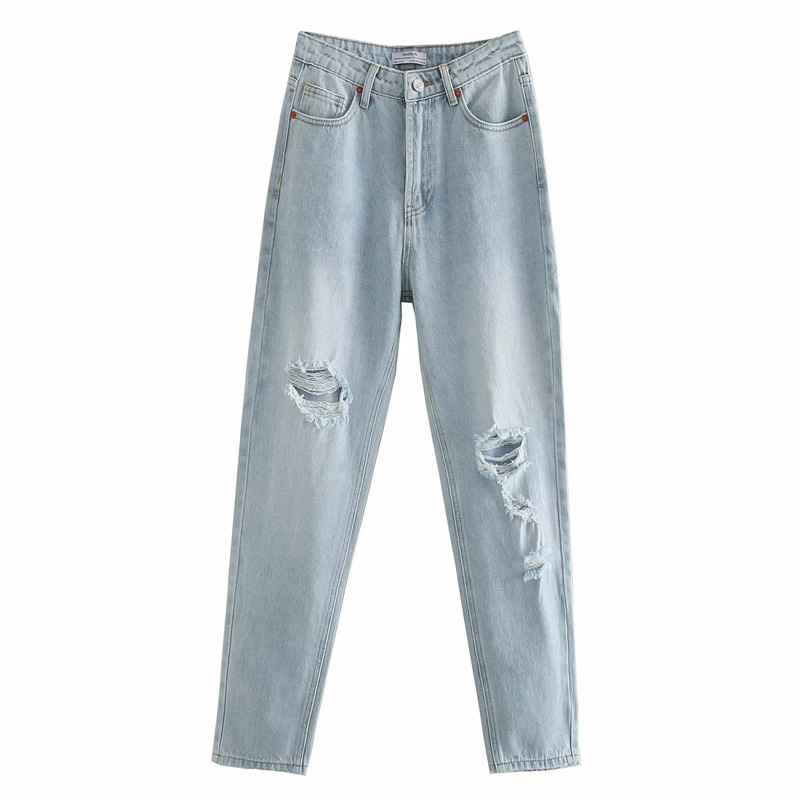 Novalya Loose Light Blue Broken Hole Jeans Women Fashion Bleached Denim Pants Women Elegant Full Length Jeans Female Ladies HV, Msdja1504
Novalya Loose Light Blue Broken Hole Jeans Women Fashion Bleached Denim Pants Women Elegant Full Length Jeans Female Ladies HV, Msdja1504