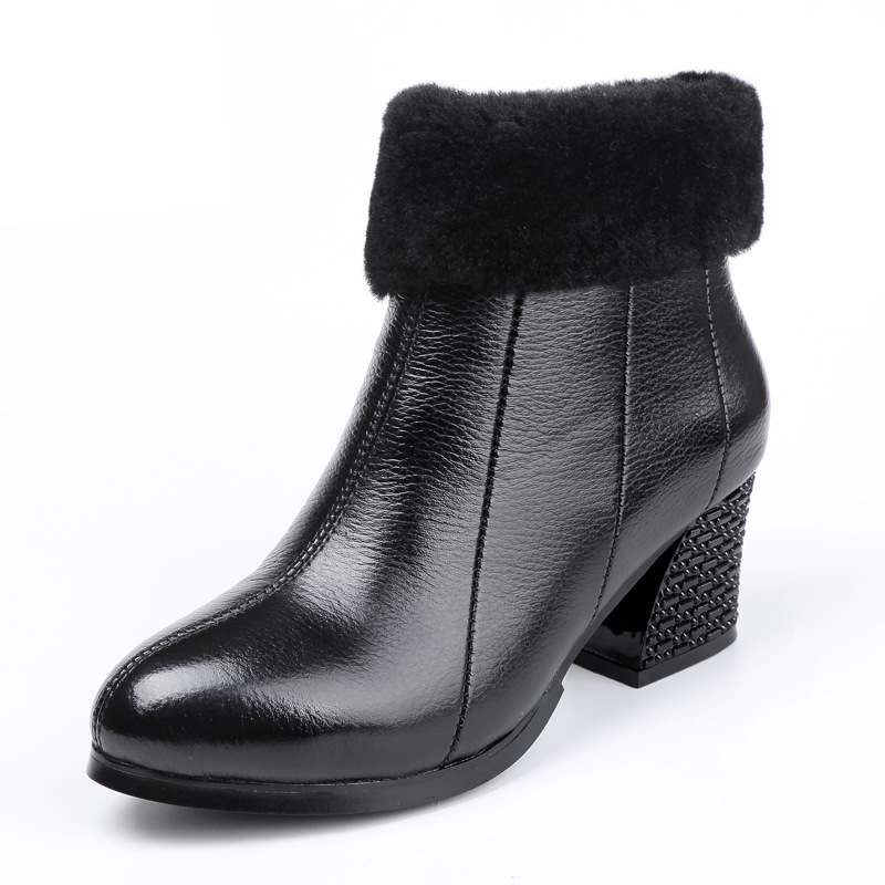 New Autumn Winter Elegant Fashion Boots Genuine Leather Boots British Style Black Shoes Women's Thick with High Heel, Black winter boots
New Autumn Winter Elegant Fashion Boots Genuine Leather Boots British Style Black Shoes Women's Thick with High Heel, Black winter boots