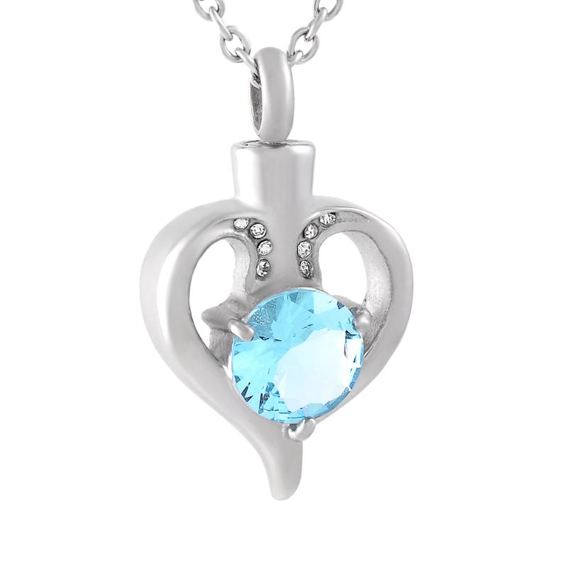 IJD9819 Hold Clear/Blue Crystal Heart Stainless Steel Cremation Jewelry for Ashes of Loved Ones Keepsake Memorial Necklace
IJD9819 Hold Clear/Blue Crystal Heart Stainless Steel Cremation Jewelry for Ashes of Loved Ones Keepsake Memorial Necklace