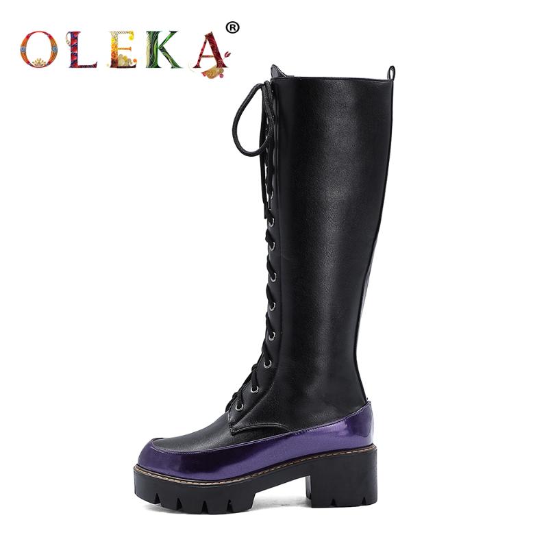 OLEKA Knee-high Winter Leather Boots Women Platform Rome Round Toe Womans Boots Punk Style Western New AS488, Black
OLEKA Knee-high Winter Leather Boots Women Platform Rome Round Toe Womans Boots Punk Style Western New AS488, Black