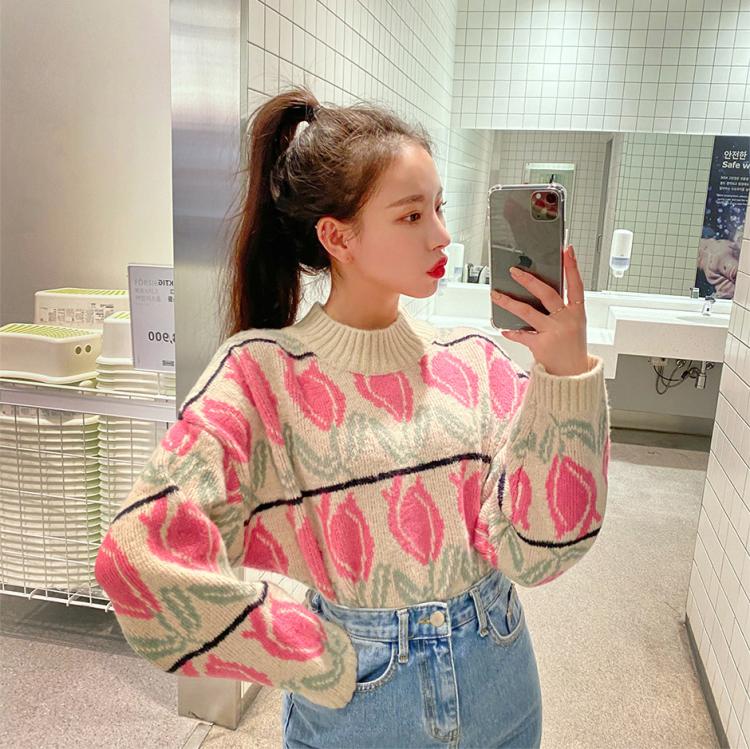 Korean Cute Pink Tulip Sweater Women Autumn Winter Round Neck Jacquard Knitted Flower Pullover Sweaters Oversized Ladies Jumpers, Purple
Korean Cute Pink Tulip Sweater Women Autumn Winter Round Neck Jacquard Knitted Flower Pullover Sweaters Oversized Ladies Jumpers, Purple