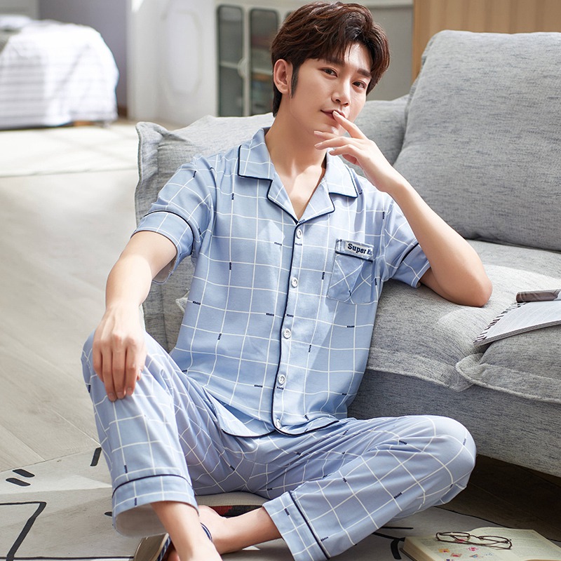 2020 Summer 100% Cotton Casual Plaid Pajama Sets for Men Short Sleeve Long Pants Sleepwear Male Homewear Loungewear Home Clothes, 7909
2020 Summer 100% Cotton Casual Plaid Pajama Sets for Men Short Sleeve Long Pants Sleepwear Male Homewear Loungewear Home Clothes, 7909