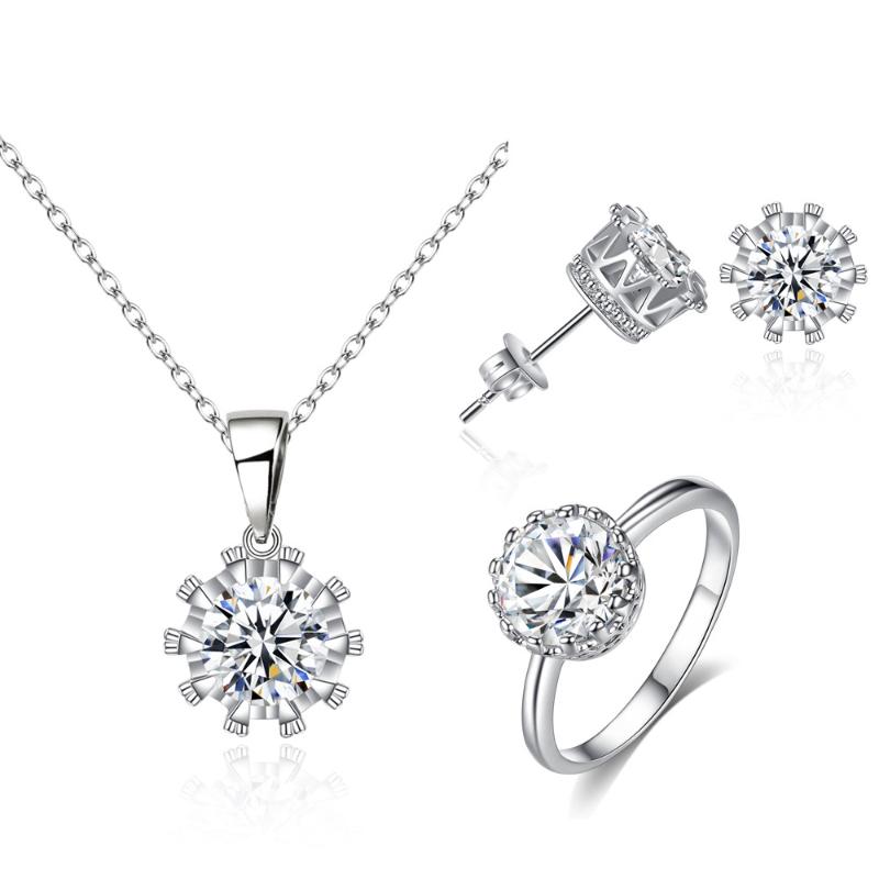 GU07 Woman fashion romantic jewelry set snowflake necklace round ring zircon necklace round set, As pic
GU07 Woman fashion romantic jewelry set snowflake necklace round ring zircon necklace round set, As pic