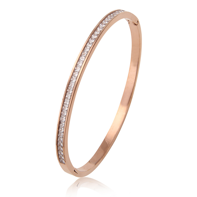 Women's Bracelet Jewelry Rose Gold High Quality Stainless Steel Cuff Bracelets with Shiny Crystals
Women's Bracelet Jewelry Rose Gold High Quality Stainless Steel Cuff Bracelets with Shiny Crystals