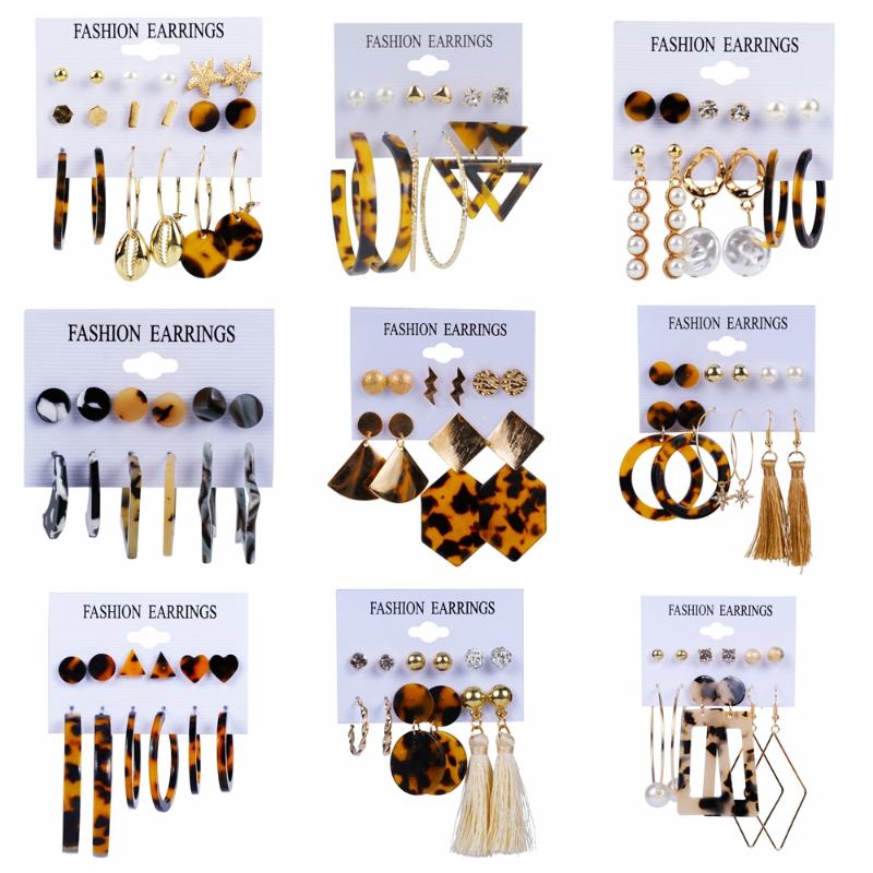 6Pairs/Card Fashion Acrylic Leopard Print Earrings Set Trendy Drop Dangle Hoop Earrings For Women
6Pairs/Card Fashion Acrylic Leopard Print Earrings Set Trendy Drop Dangle Hoop Earrings For Women