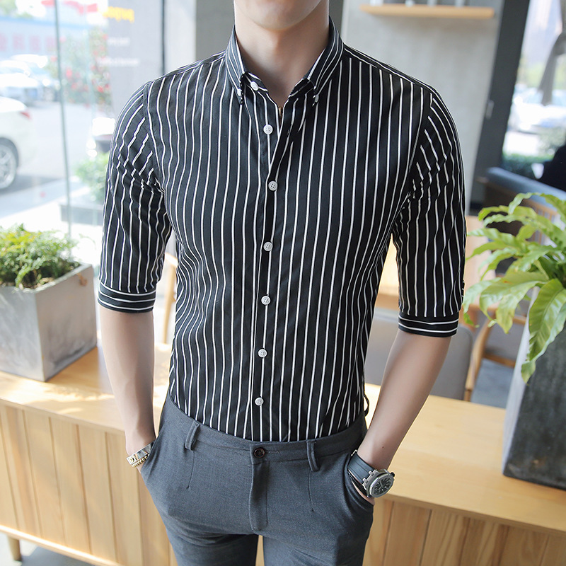 Striped Shirt Cotton Men's Dress Shirts Male High Quality Three Quarter Slim Fit Business Smart Casual Cloth Plus Size 4XL CS55, Black
Striped Shirt Cotton Men's Dress Shirts Male High Quality Three Quarter Slim Fit Business Smart Casual Cloth Plus Size 4XL CS55, Black