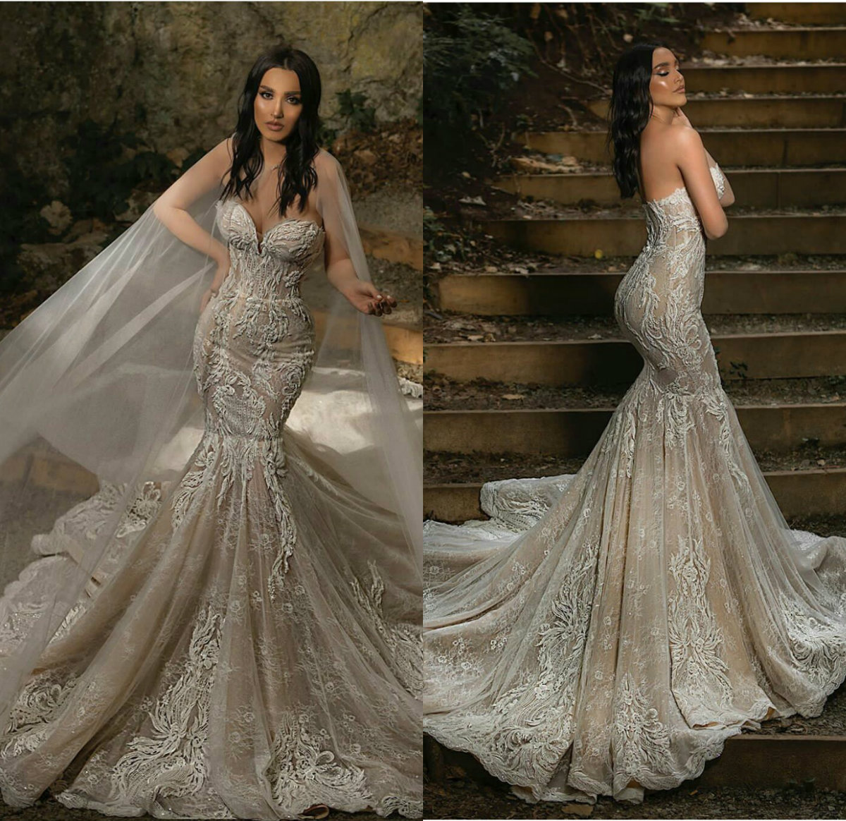 Sweetheart Mermaid Wedding Dresses with Wrap Lace Appliqued Plus Size Bridal Gowns 2021 Nigerian Arabic Marriage Dress
