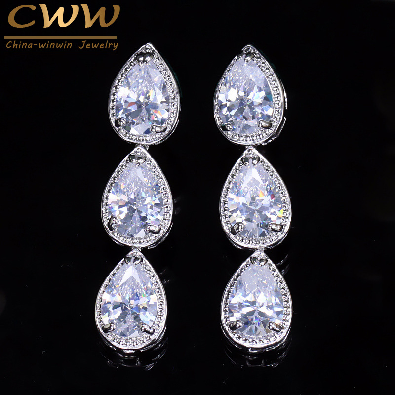 CWWZircons Top Quality Brilliant Silver Color CZ Cubic Zircon Long Tear Drop Earrings for Bridesmaid Gift Jewelry CZ049 
CWWZircons Top Quality Brilliant Silver Color CZ Cubic Zircon Long Tear Drop Earrings for Bridesmaid Gift Jewelry CZ049