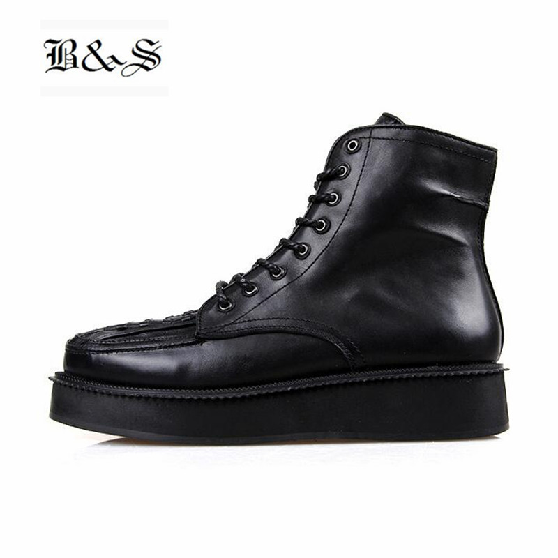 2020 Black&Street High Top catwalk England trainer Boots Thick Sole 4cm High Platform Motorcycles Gothic genuine leathe Boot
2020 Black&Street High Top catwalk England trainer Boots Thick Sole 4cm High Platform Motorcycles Gothic genuine leathe Boot