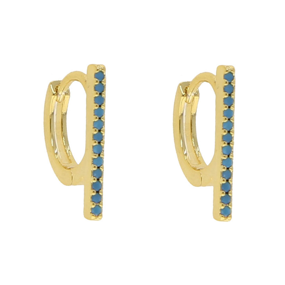 2024 Geometric CZ bar Mini Circle hoop earring for women girl multi piercing hole simple fashion earrings Christmas geometric jewelry gifts