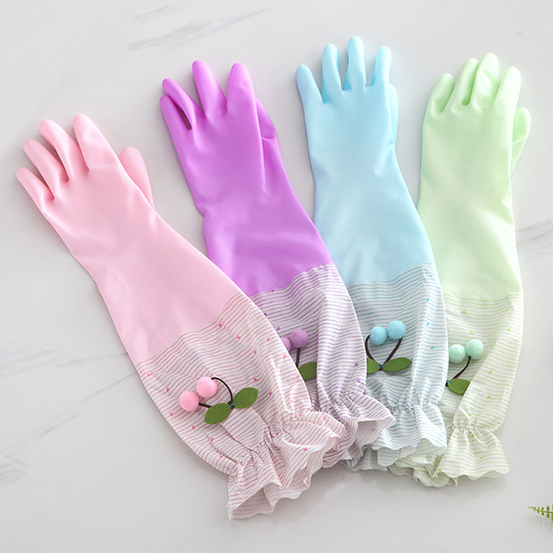 Latex Kitchen Chores Clean Gloves Long Sleeve Waterproof Rubber Dishwashing Gloves Durable Household Laundry Wash Dishes Clean Gloves
