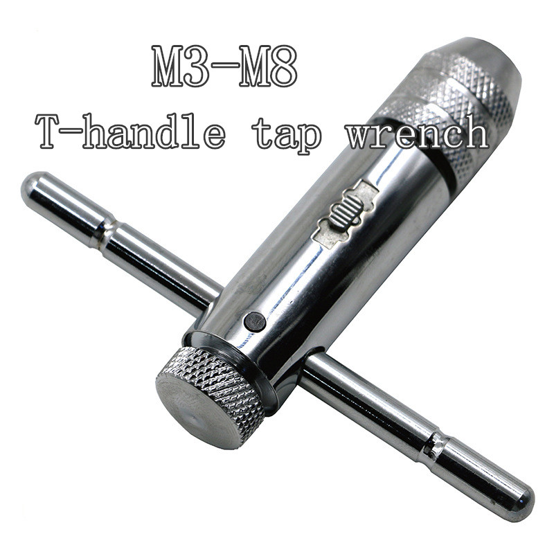 Adjustable 3-8mm T-Handle Ratchet Tap Wrench with M3-M8 Machine Screw Thread Metric Plug Tap Machinist Tool
Adjustable 3-8mm T-Handle Ratchet Tap Wrench with M3-M8 Machine Screw Thread Metric Plug Tap Machinist Tool