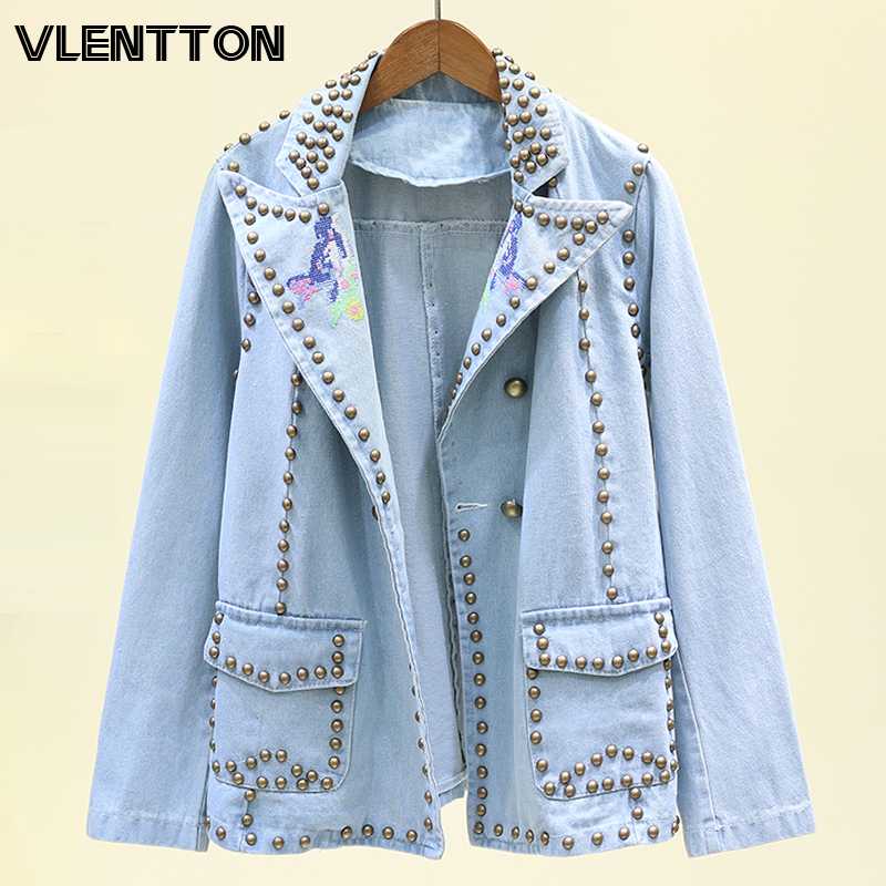 2020 Spring Autumn Vintage Heavy Embroidery Rivet Denim Jacket Coat Women Casual Loose Jeans Jackets Ladies Solid Tops Female, Blue
2020 Spring Autumn Vintage Heavy Embroidery Rivet Denim Jacket Coat Women Casual Loose Jeans Jackets Ladies Solid Tops Female, Blue