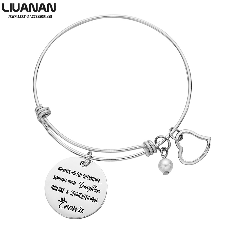 Crown Adjustable Charm Bracelets with Heart Engraved Daughter Bracelet Women Jewelry Gift Handmade DIY Pearl Charm Bracelet
Crown Adjustable Charm Bracelets with Heart Engraved Daughter Bracelet Women Jewelry Gift Handmade DIY Pearl Charm Bracelet