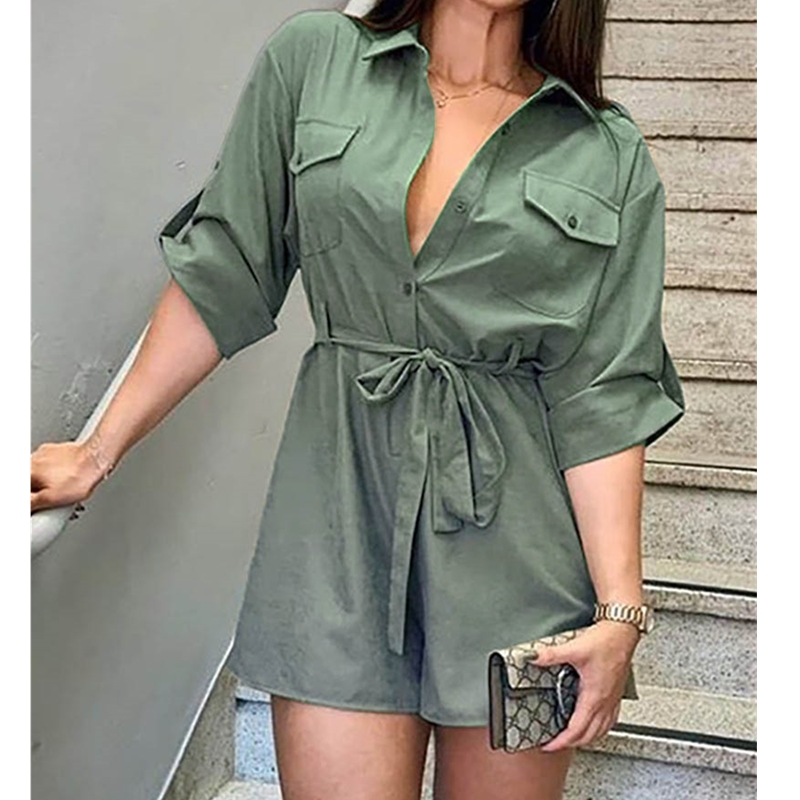 Office Ladies Elegant Playsuits Women Short Sleeve Button Lace Up Solid Beach Holiday Casual Sexy Rompers Jumpsuits Overalls, Black
Office Ladies Elegant Playsuits Women Short Sleeve Button Lace Up Solid Beach Holiday Casual Sexy Rompers Jumpsuits Overalls, Black