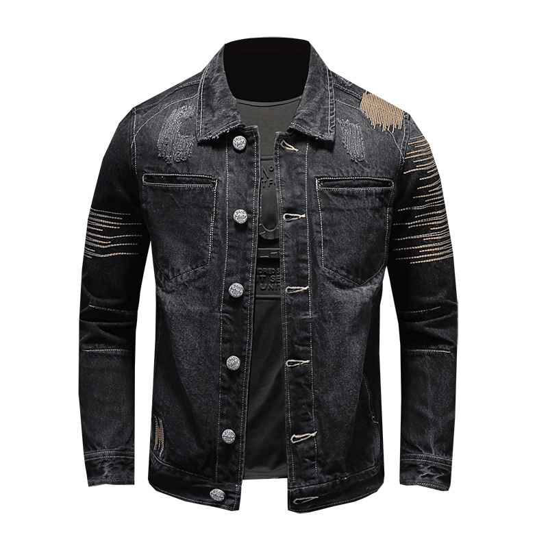 BONJEAN Men' Black Denim Motorcycle Biker Jacket Vintage Slim Fit Embroidery Distressed Jeans Coat Men Punk Jackets
BONJEAN Men' Black Denim Motorcycle Biker Jacket Vintage Slim Fit Embroidery Distressed Jeans Coat Men Punk Jackets