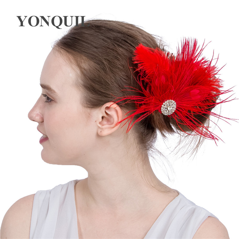 Fashion red Feather hair clips Headbands for Girls women cocktail Hair Accessories Indian Style occasion event cocktail Headwear SYF222 
Fashion red Feather hair clips Headbands for Girls women cocktail Hair Accessories Indian Style occasion event cocktail Headwear SYF222