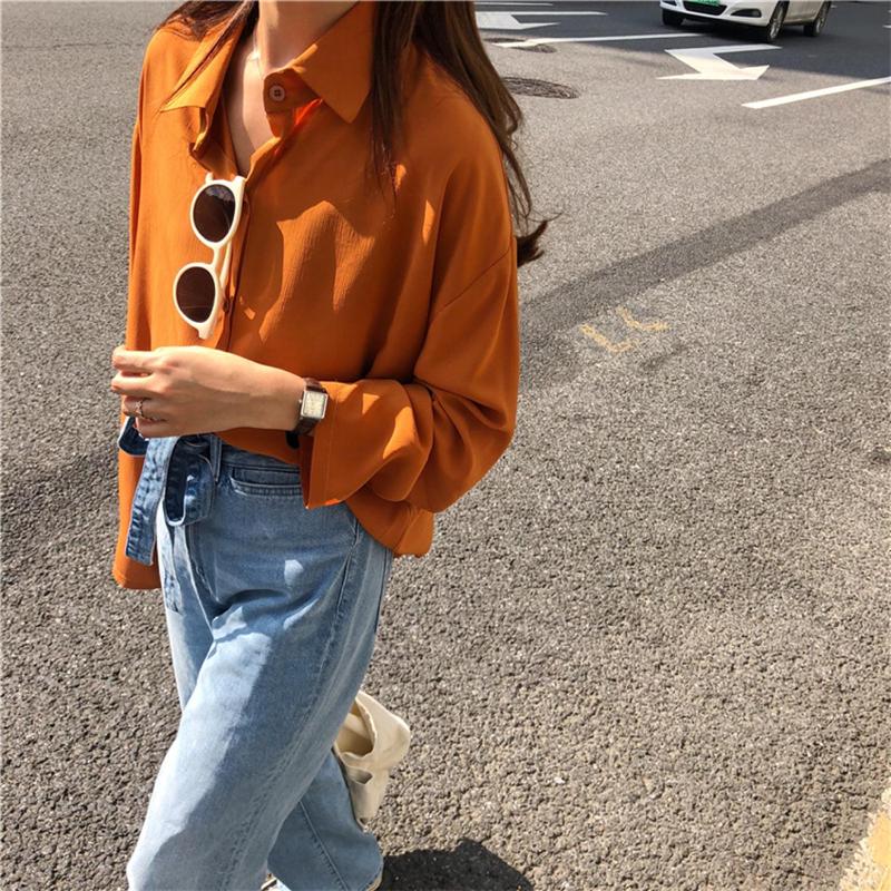 korean chic loose pure color chiffon woman blouse shirt long sleeve casual top shirts for autumn spring new, Black
korean chic loose pure color chiffon woman blouse shirt long sleeve casual top shirts for autumn spring new, Black