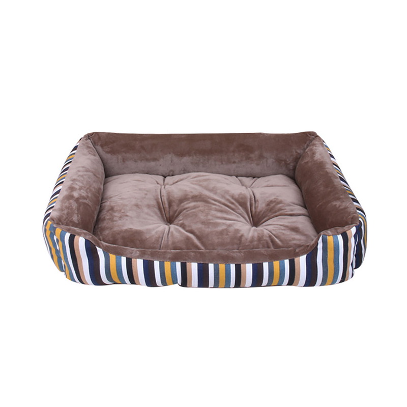 Cat Beds & Furniture 3 Size Pet Bed Dog Warm Pad Winter Mat Striped Products Small Medium Large Big Sized Kennel Waterproof Nest