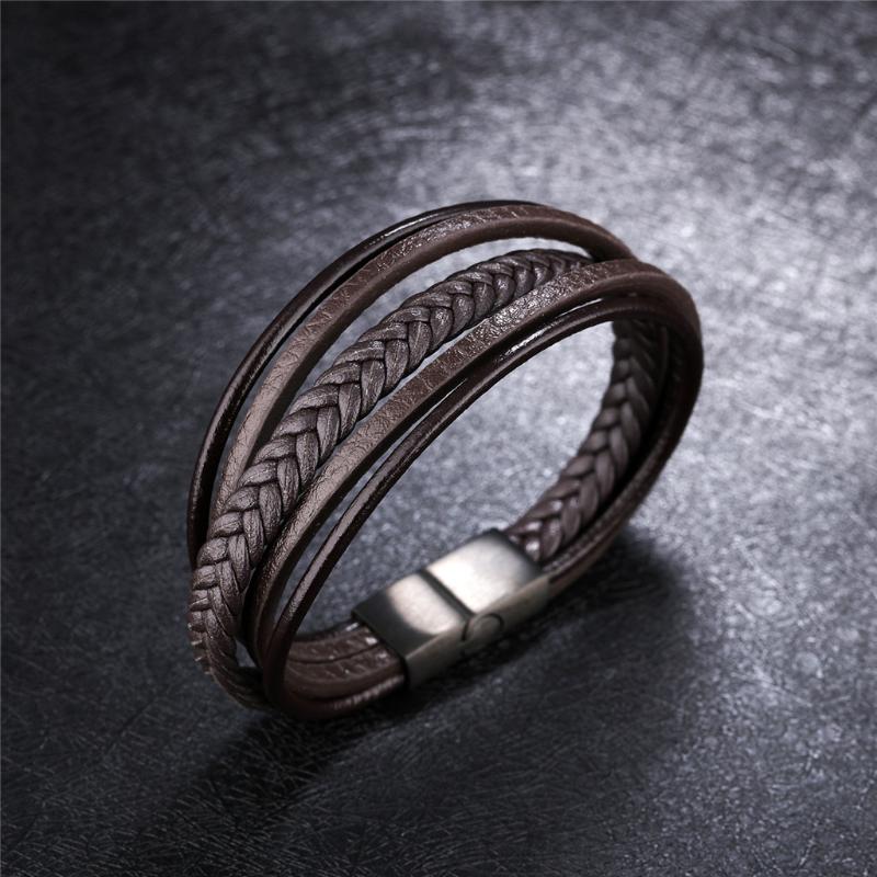 Luxury Leather Bracelet Magnetic Buckle Cowhide Woven Multilayer Wrap Men's Bracelet Charm for Women Famous Jewelry
Luxury Leather Bracelet Magnetic Buckle Cowhide Woven Multilayer Wrap Men's Bracelet Charm for Women Famous Jewelry