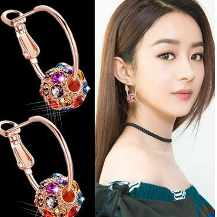 Fashion Korean color crystal lucky ball pendant earrings women zinc alloy inlaid zircon luxury wedding banquet jewelry new hot
Fashion Korean color crystal lucky ball pendant earrings women zinc alloy inlaid zircon luxury wedding banquet jewelry new hot