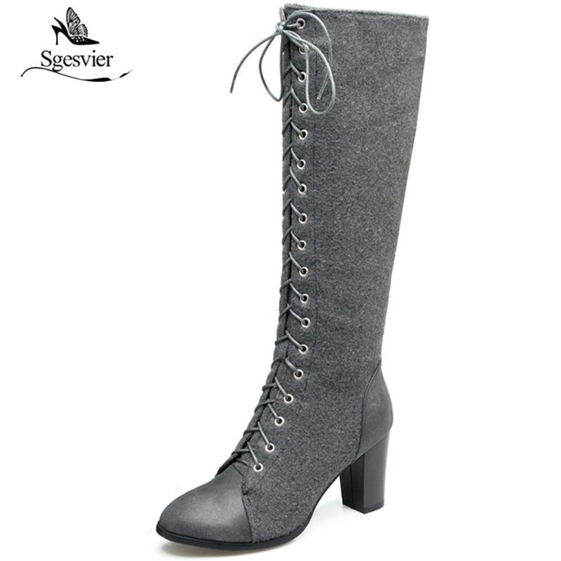 Sgesvier Fashion Women Lace Up Riding Boots Chunky High Heel Knee High Boots Side Zipper Winter Shoes Plus Size 33-48 OX726, Black
Sgesvier Fashion Women Lace Up Riding Boots Chunky High Heel Knee High Boots Side Zipper Winter Shoes Plus Size 33-48 OX726, Black