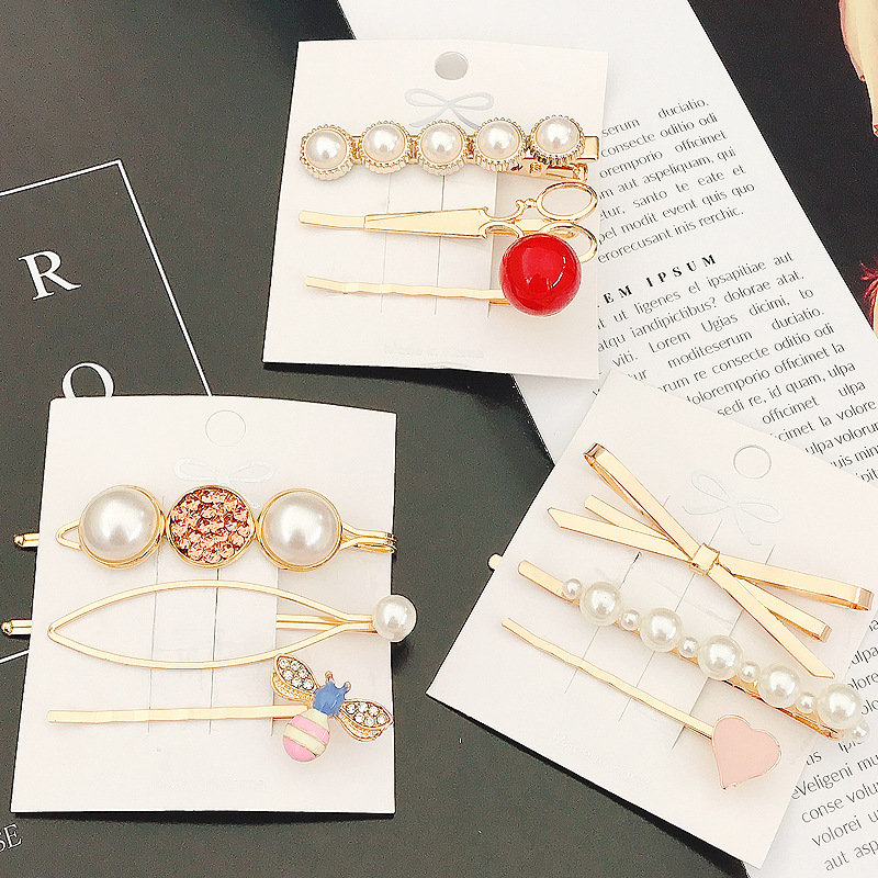 Christmas Decorations 3Pcs/Set Women Barrette Metal Gold Pearl Hair Clip For 2021 Fashion Korean Pins Hairband Accessories Jewelry