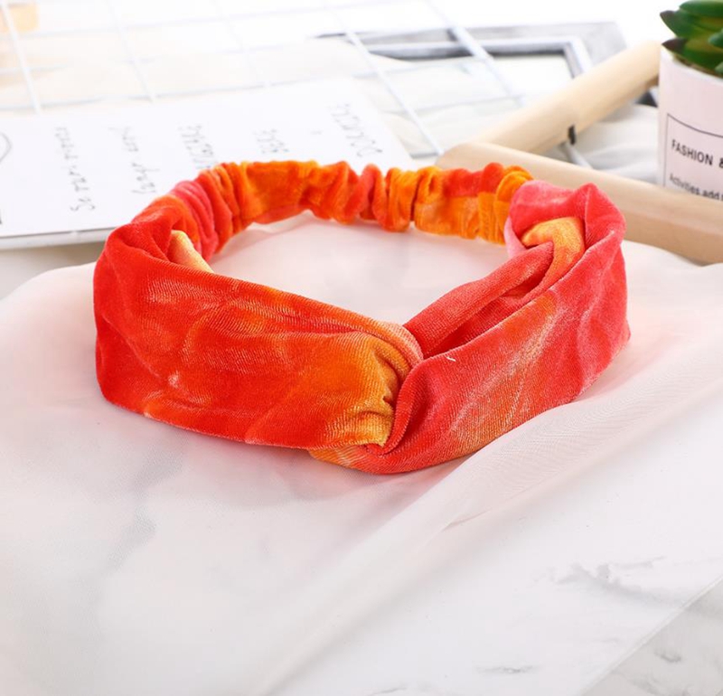 Tie Dyed Headband Twisted Knotted Hairbands Velvet Cross Head Band Elastic Women Girls Headwrap Outdoor Hair Accessories 9 Colors DW5929