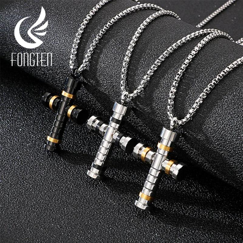 Fongten Stainless Steel Cross Pendant Necklace Black Metal Charm Men Punk Chain Necklaces
Fongten Stainless Steel Cross Pendant Necklace Black Metal Charm Men Punk Chain Necklaces