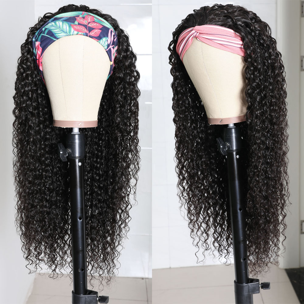 Ishow Human Hair wigs With Headbands Body Wave Straight Water Headband None Lace Wig for All Ages African American Women 8-26inch Natural Color Kids M