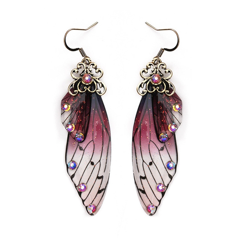 Fashion Handmade Femme Wing Drop Earrings Gold Color Fairy Tale Cicada Earrings Rhinestone Purple Vintage Jewelry
Fashion Handmade Femme Wing Drop Earrings Gold Color Fairy Tale Cicada Earrings Rhinestone Purple Vintage Jewelry