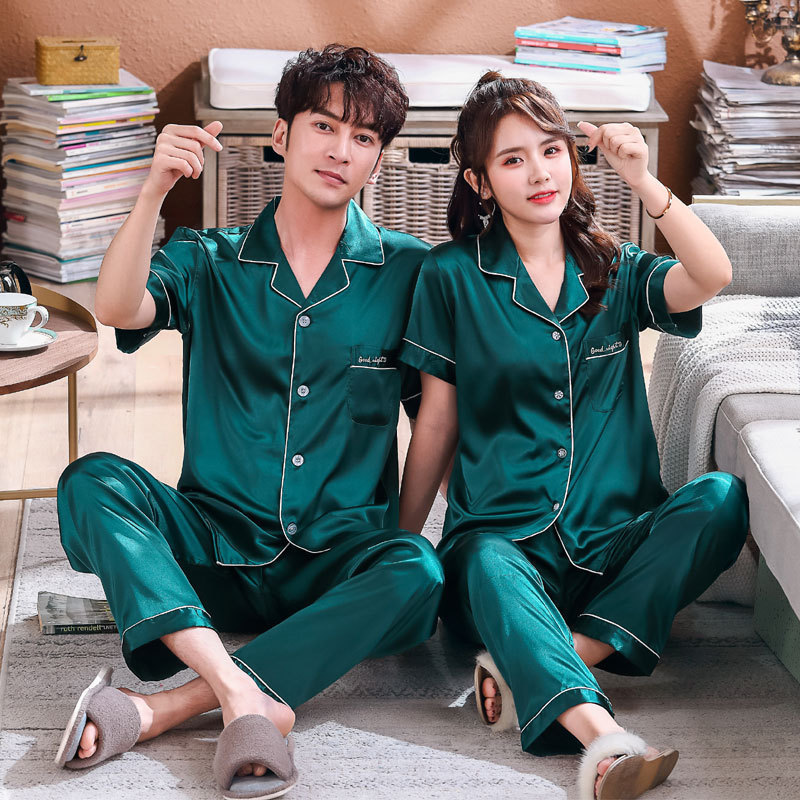 Couple pajamas men's summer ice silk short sleeve trousers home clothes women's Korean suit summer thin silk simulation, See chart
Couple pajamas men's summer ice silk short sleeve trousers home clothes women's Korean suit summer thin silk simulation, See chart